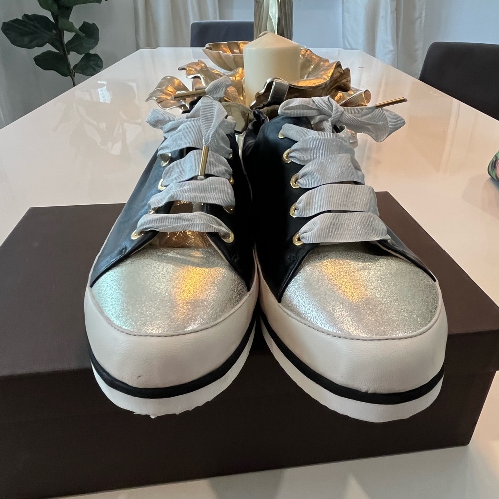 Elegant Black and Silver Women's Sneakers